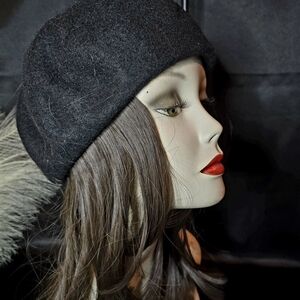 Elegant Black Beret With Wig